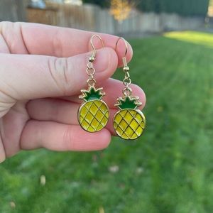 Resin Pineapple Earrings with Gold Accents